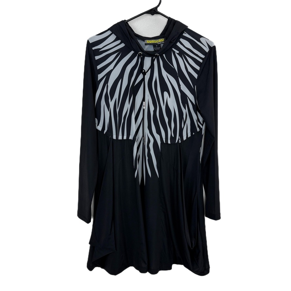 Sunsense Jamie Sadock Dress Womens Medium Black White Zebra Print Sun Protection